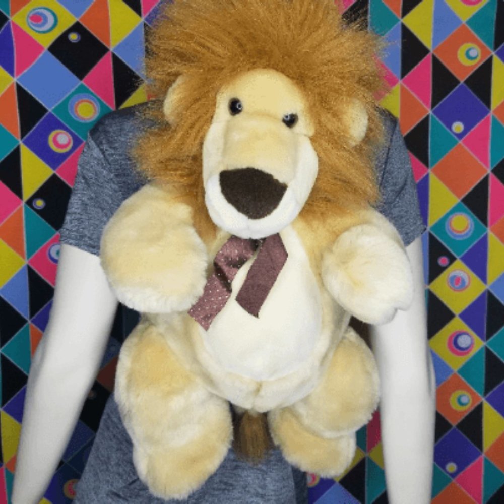 90s Vintage Lion Plush Backpack